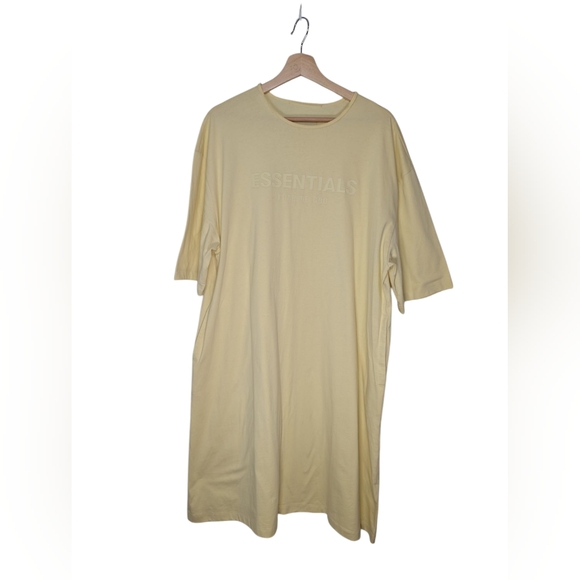 Essentials Fear of God T-Shirt Dress Midi Yellow Size Small NWOT Cotton - Picture 1 of 14
